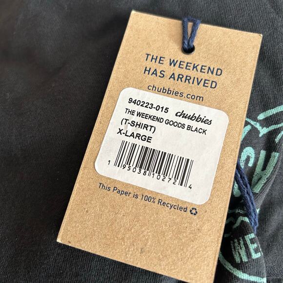 Chubbies Mens Shirt Black The Weekend Has Arrived Vibes 100% Cotton Crew XL - Picture 8 of 13